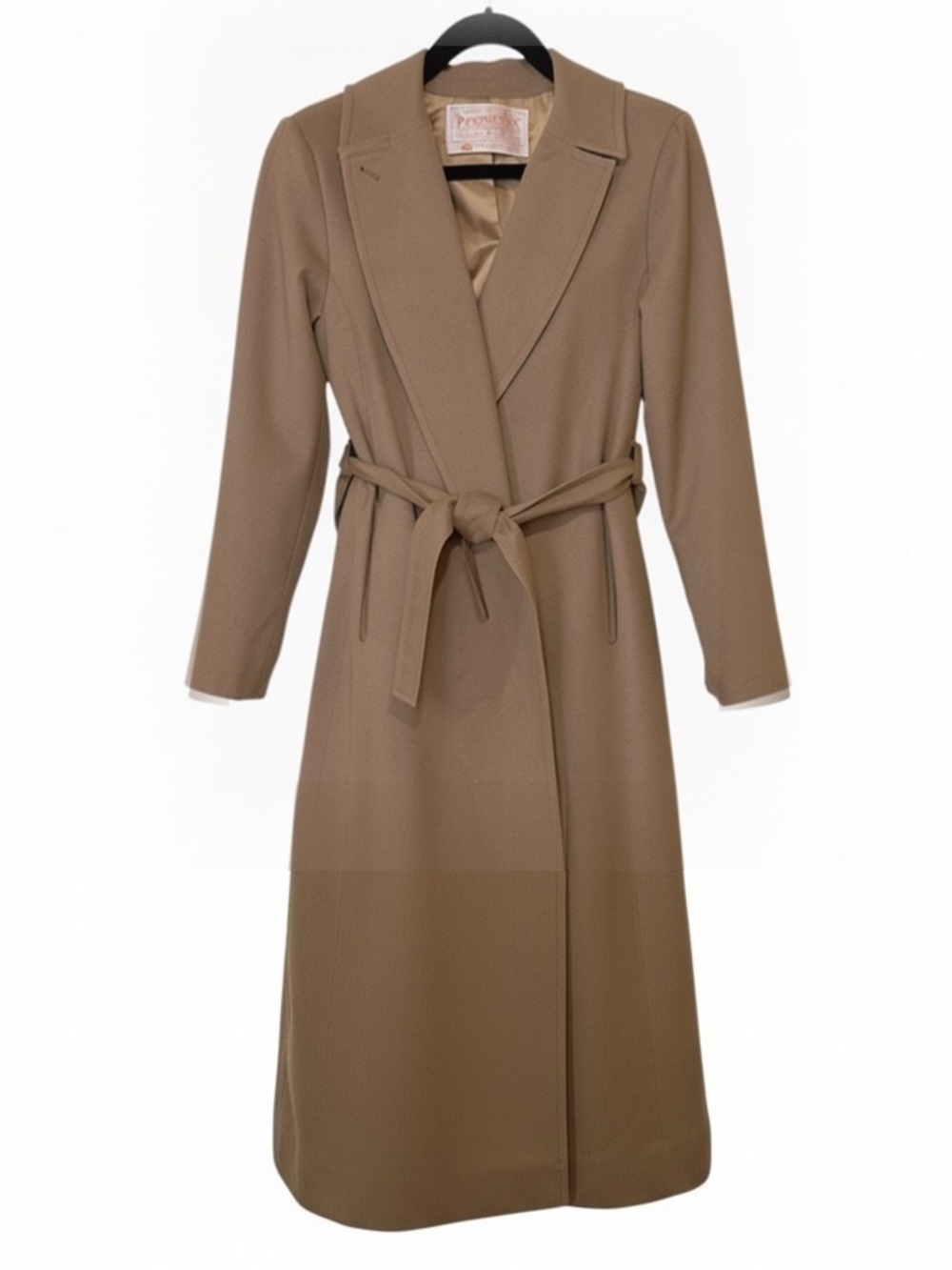 PENDLETON Vintage 100% Pure Virgin Wool camel belted trench coat size 10
